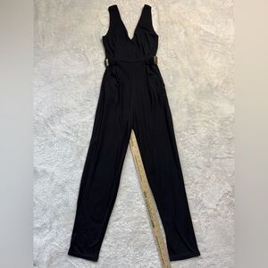 French Connection Women's Spring Wrap Black Straight Jumpsuit Sz 4